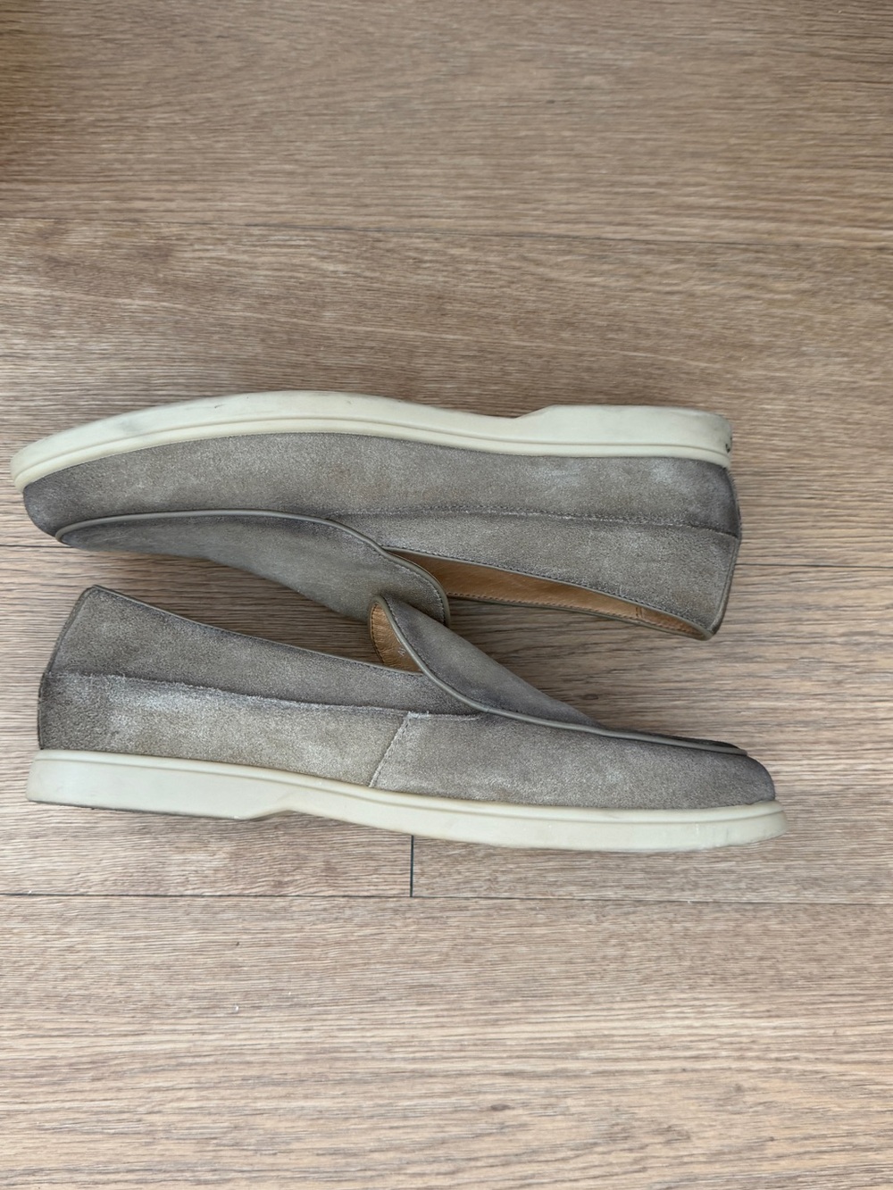 Men's Suede Slip-On Loafers in Taupe Gray